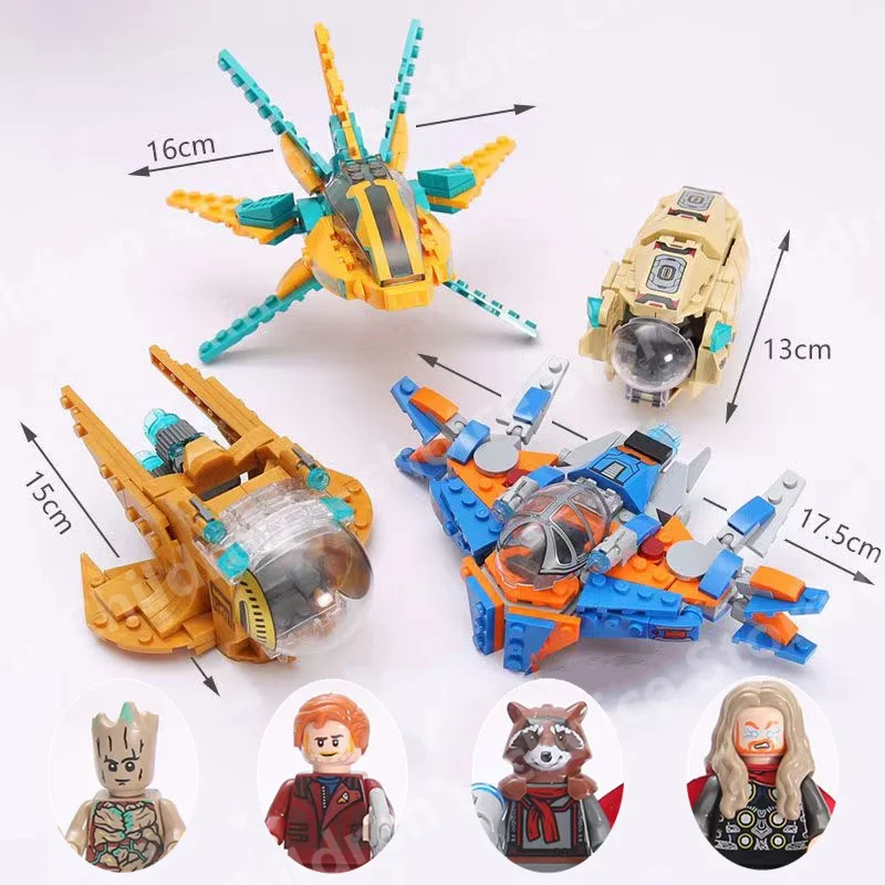 Superhero Avengers Guardians Galaxy Ship Battleship Nova Fighter Rocket Raccoon Assembled Building Block Mini Brick Figures Toys