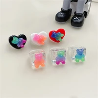 new 2022 bear gradient ring rings for women girl resin sweet cute cartoon fashion korean macaron color jewelry party accessories