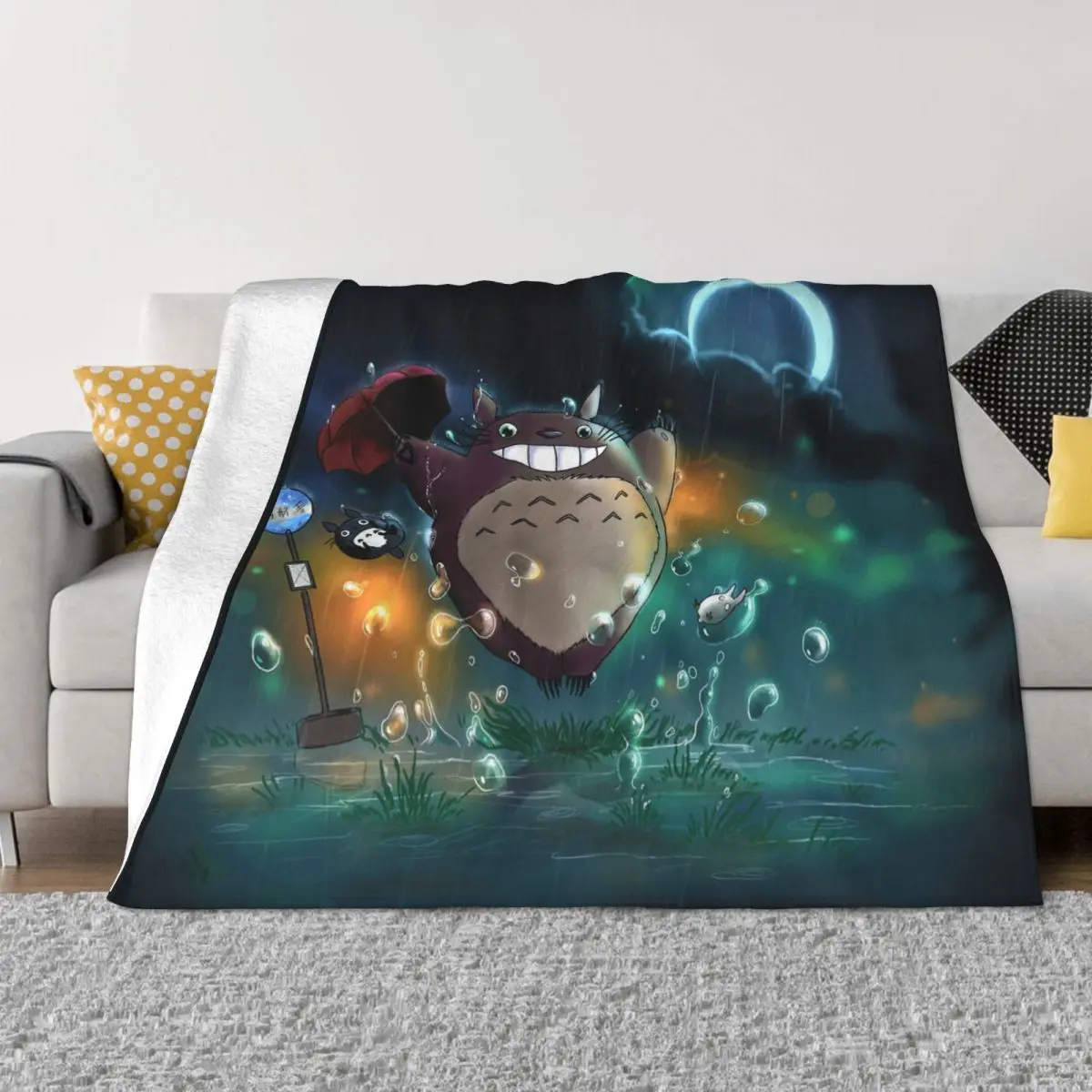 

My Neighbour Totoro Blanket Flannel Decoration Rain Portable Home Bedspread