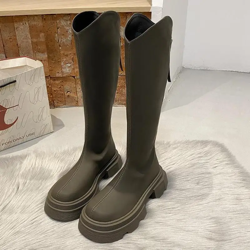 

Round Head Square Heel Zipper Women's Casual Boots 2023 Autumn New Fashtion Platfrom Thick Motorcycle Ytmtloy Botines De Mujer 1