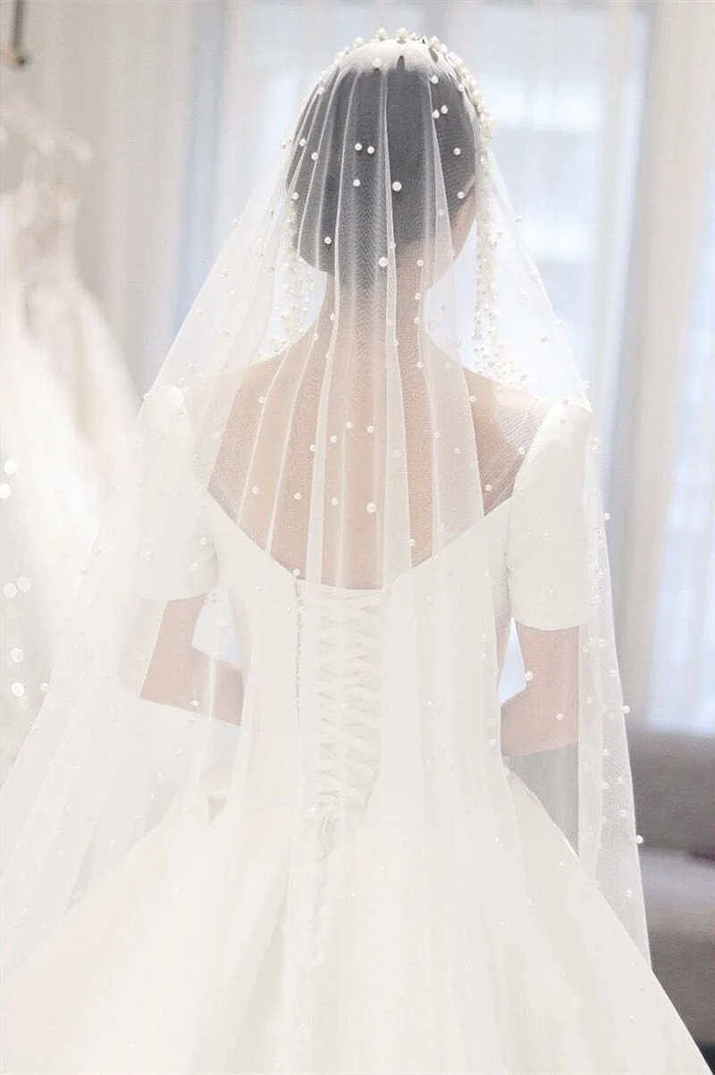 Винтажная Высококачественная белая свадебная фата для невесты ручной работы с