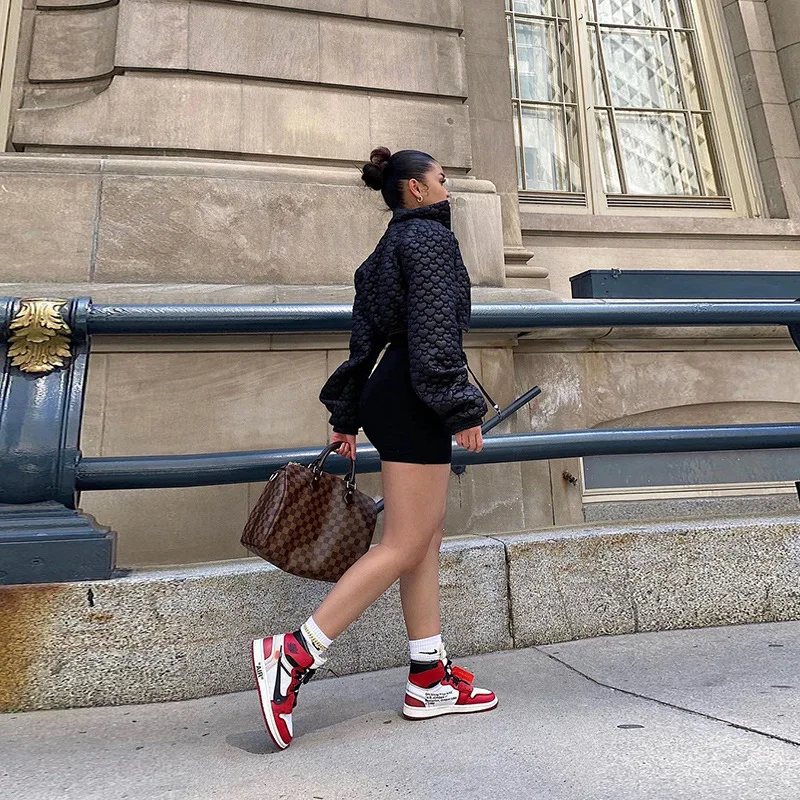 2021 Autumn Women's Clothing New Style European and American Street Hipster Personality Full-print Love Short Padded Jacket