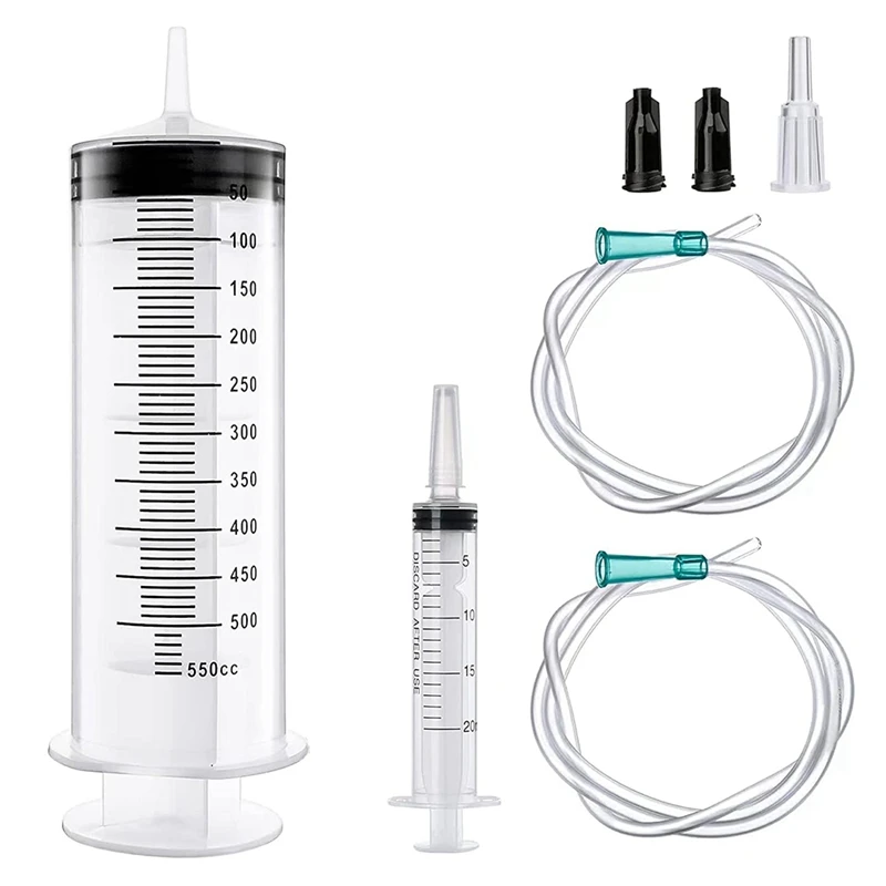 

NEW-550Ml+20Ml Extra Large Syringe With Tube Reusable Liquid Syringe Bubble Syringe For Motor Oil Can Glue,Lab