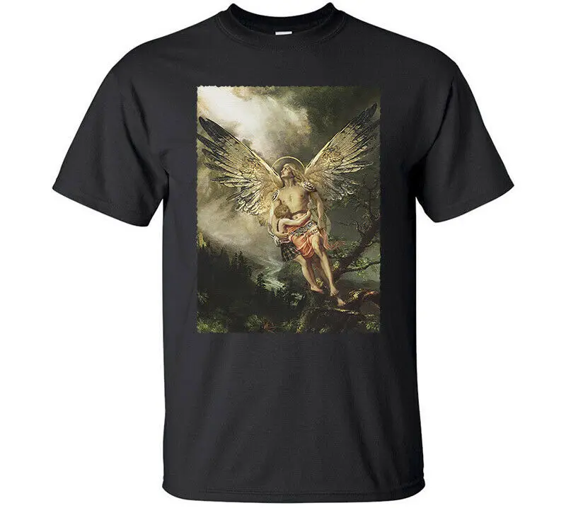 

Saint Michael Archangel Printed Catolic Christian Mens T-Shirt. Summer Cotton Short Sleeve O-Neck Unisex T Shirt New S-3XL