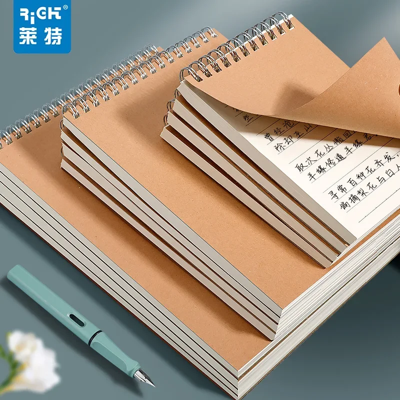 Книга с перевернутой спиралью из воловьей кожи утолщенный блокнот B5 простой