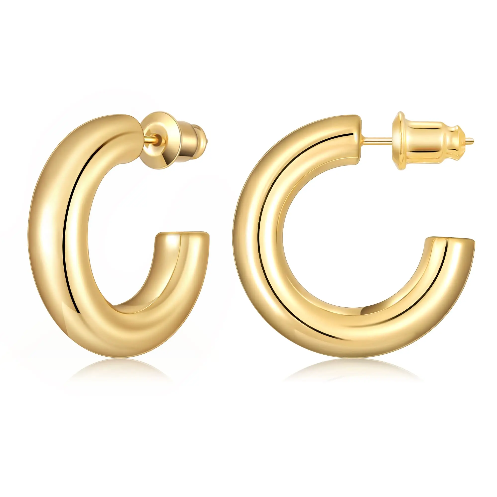 

Vonmoos Hoop Earrings for Women 14K Real Gold Plated Copper Hoop With 925 Sterling Silver Post New Cute Modern Jewelry For Women