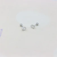 zfsilver 100 sterling 925 silver fashion simple oval screw ball stud earrings for women charm jewelry accessories gifts girl