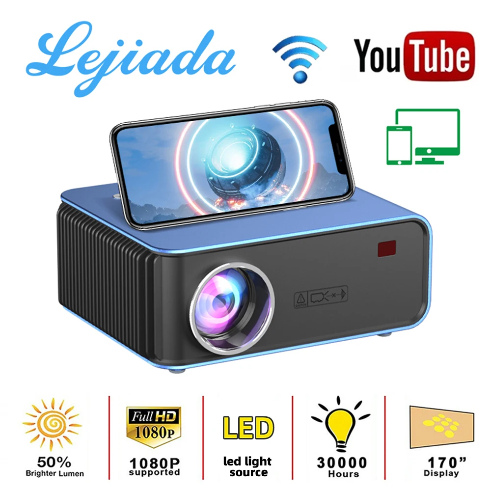 LEJIADA Новый T4 светодиодный мини-проектор 1024x60 0P Поддержка Full HD 1080P видео Youtube для