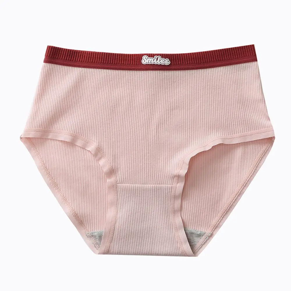 

Удобные дышащие Симпатичные однотонные хлопковые трусики с нитками, Трусики средней талии, женское нижнее белье