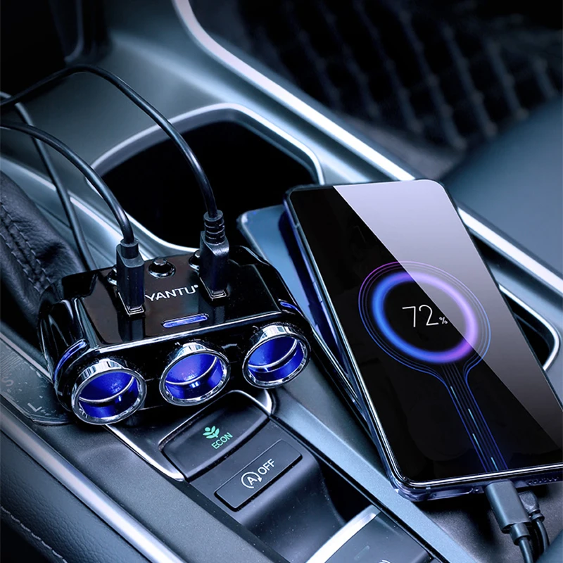 

3 Way Multi Car Cigarette Lighter Socket Splitter Dual USB LED Charger/Power Adapter 12V-24V Auto Mobile Phone DVR Accessories