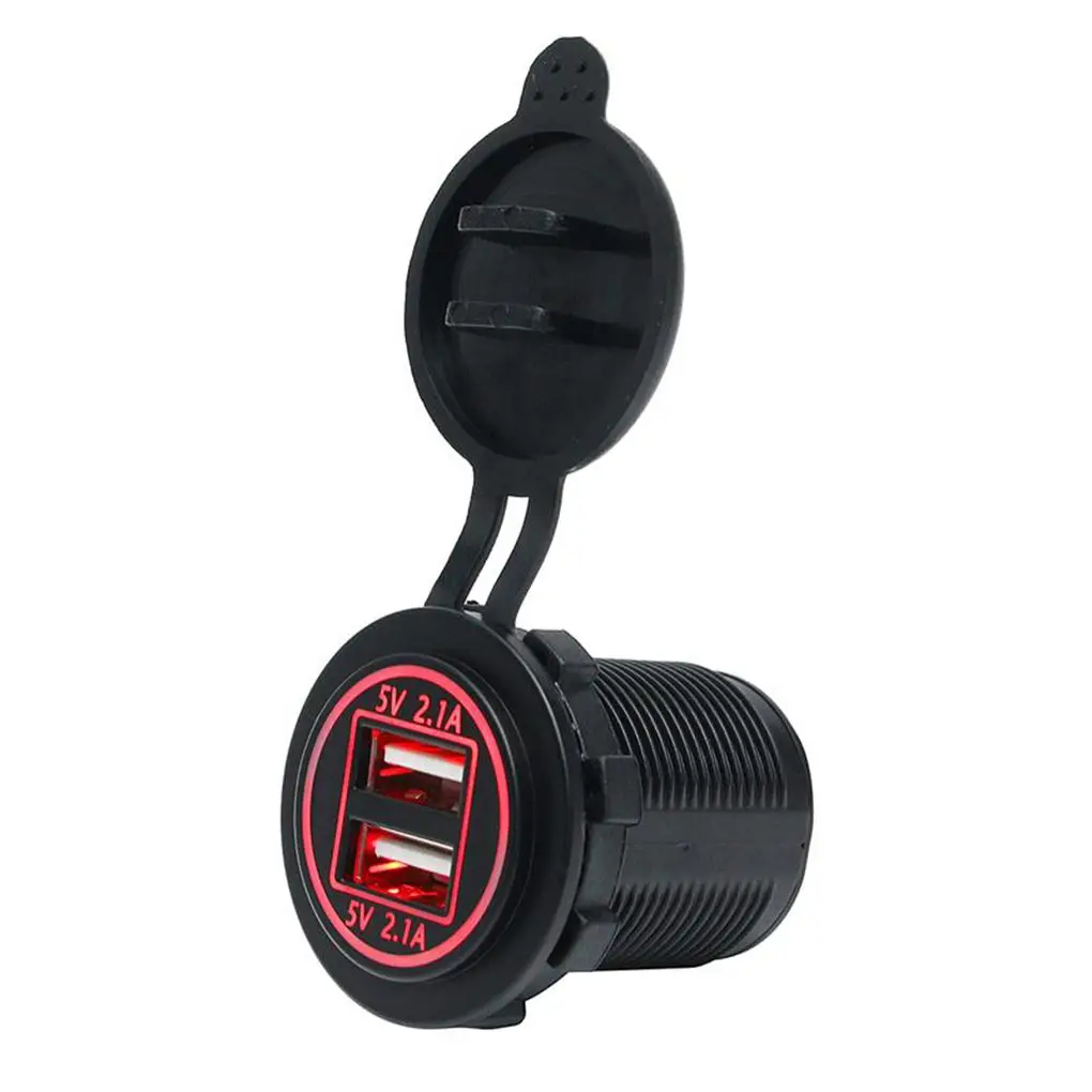 

Автомобильное и мотоциклетное зарядное светодиодный с двумя USB-портами, 12-24 В