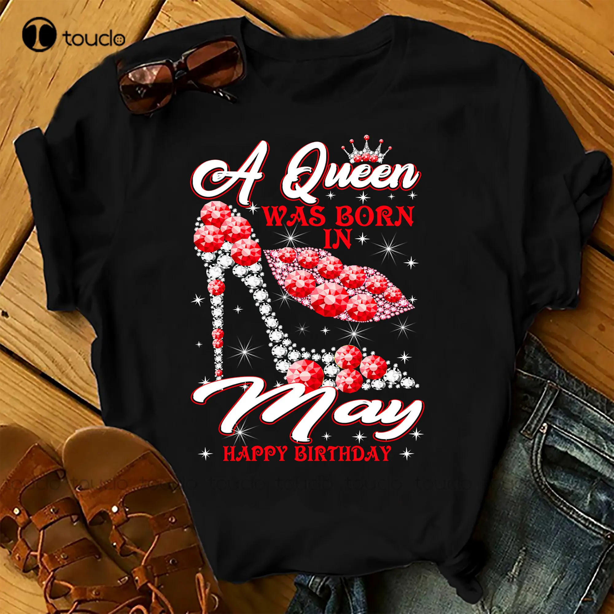 Женские футболки на день рождения с изображением королевы была родилась в мае, летние топы, пляжные футболки, рубашка с рисунком гордости, футболки большого размера с графическим рисунком