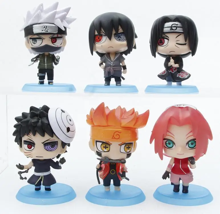 

6pcs/set Cute Sign Naruto Hatake Kakashi Uchiha Itachi Sasuke Anime Movie Figure PVC Toys