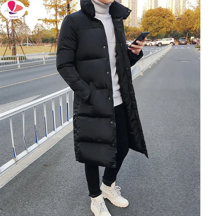 APIPEE мужской длинный пуховик пальто люксовый бренд зимние однотонные черные