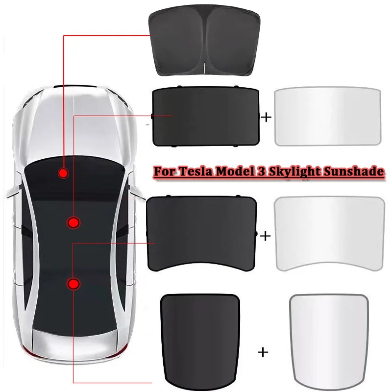 Model3 Roof Sunshade for Tesla Model 3 Front Windshield Sun Shade Sunroof Anti-UV Protector Shading Model3 2023 2022 Accessories