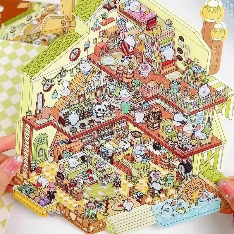 Large Castle Theme Miniature Scene 3D Stereoscopic Landscape Stickers Visualization Stacking Children's Christmas Gifts