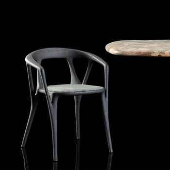 Customized Weiwu Dexin Italian minimalist North American black walnut solid wood dining chair desk chair art furniture