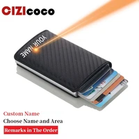 Free Laser Lettering Men Credit Card Holders Business Card Case Fashion Automatic RFID Card Holder Aluminium Bank Card Wallet