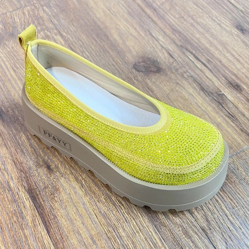 Женские лоферы на плоской подошве сандалии с кристаллами кроссовки платформе
