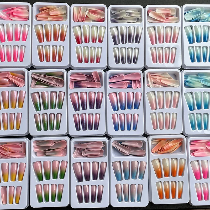 

Накладные ногти разных видов в европейском и американском стиле с полным покрытием, накладные ногти с градиентом, Съемные Инструменты для н...