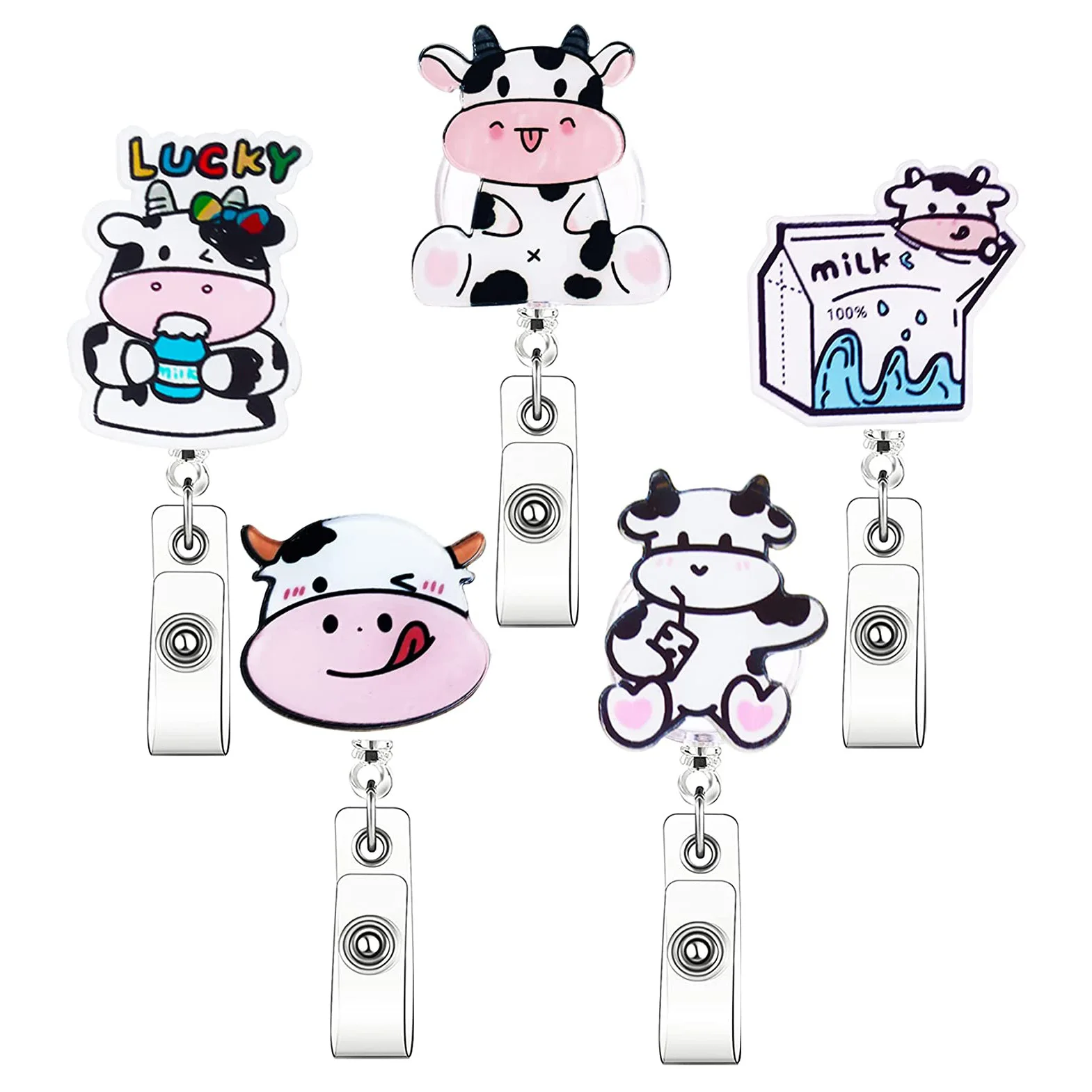 

1pcs glitter cut cow Badge Reel Nurse Workers Enfermera ID Holder Girl Boy Retractable Name Card Holder Accessory