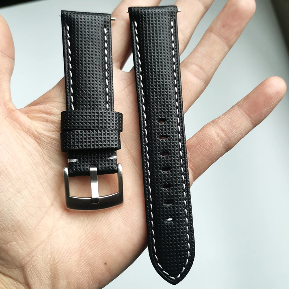 

Handmade thick section Black 20 21 22mm Watch Strap Band Genuine Leather Men's Watch Belt Upscale texture Cowhide Watchbands