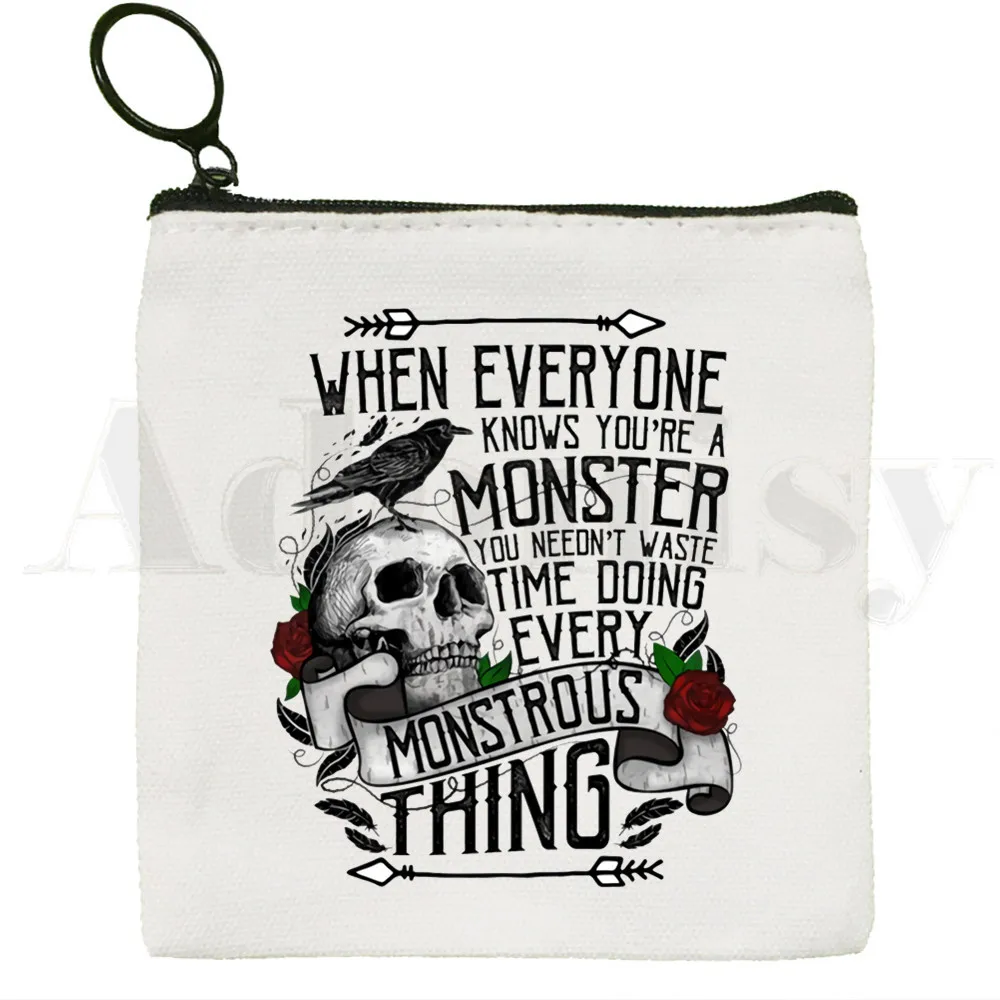 Shadow and Bone Fine Make Me Your Villain Coin Purse Illustration Key Case Simple Small Cloth Bag New Creative Coin Purse