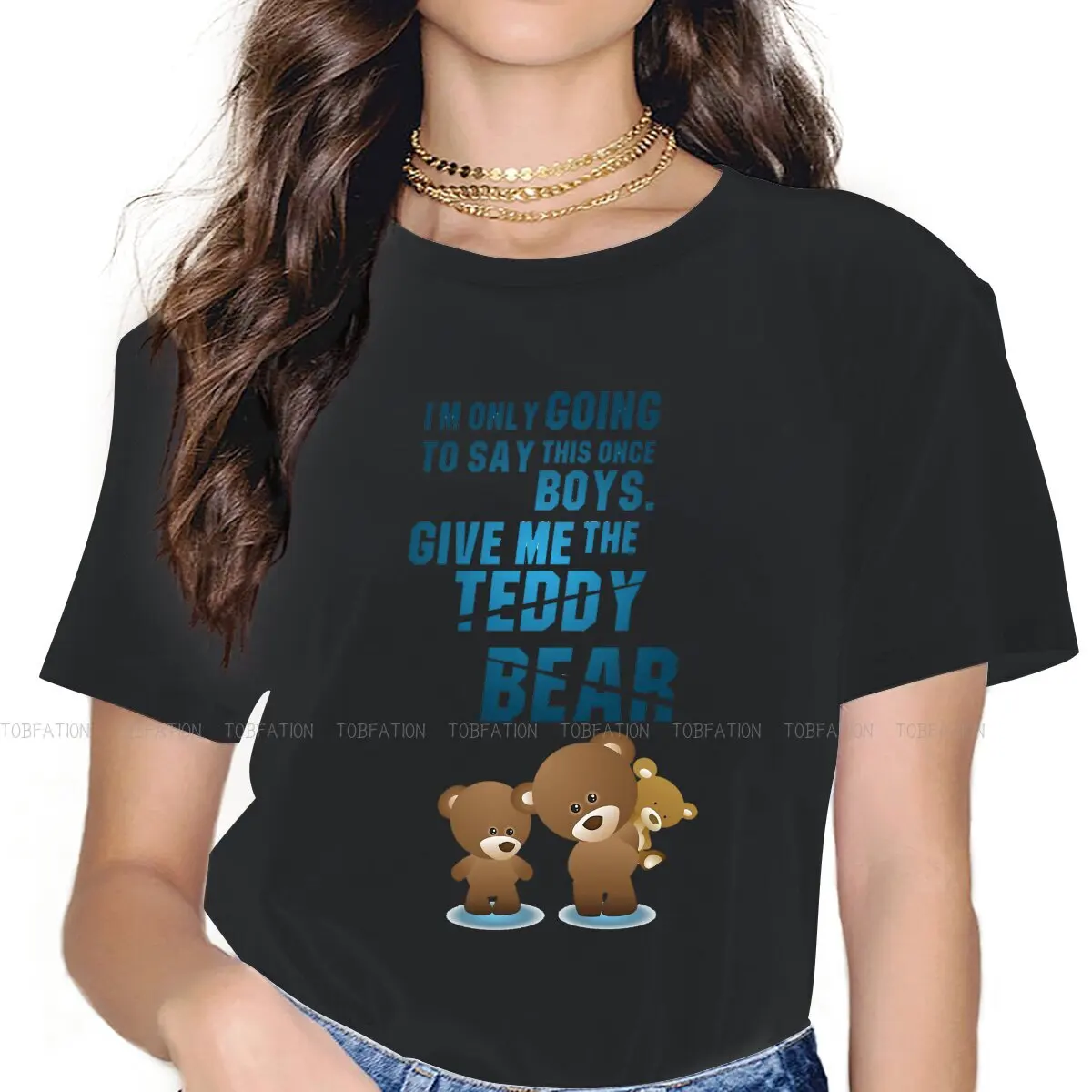 

Give Me Women Clothing Teddy Bear Graphic Graphic Print Female Tshirts Vintage Grunge Loose Tops Tee Kawaii Girls Streetwear