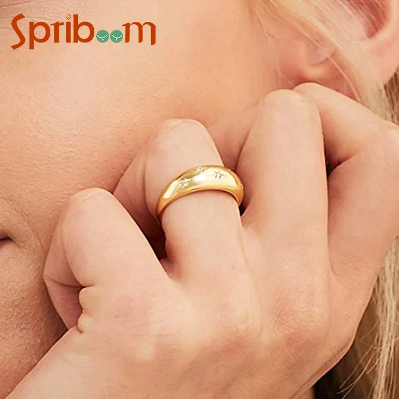 

2023 Women' Ring Geometric Zircon Star Rings Opening Adjustable Hand Copper Jewelry Wedding Party Accessories 3 Colors