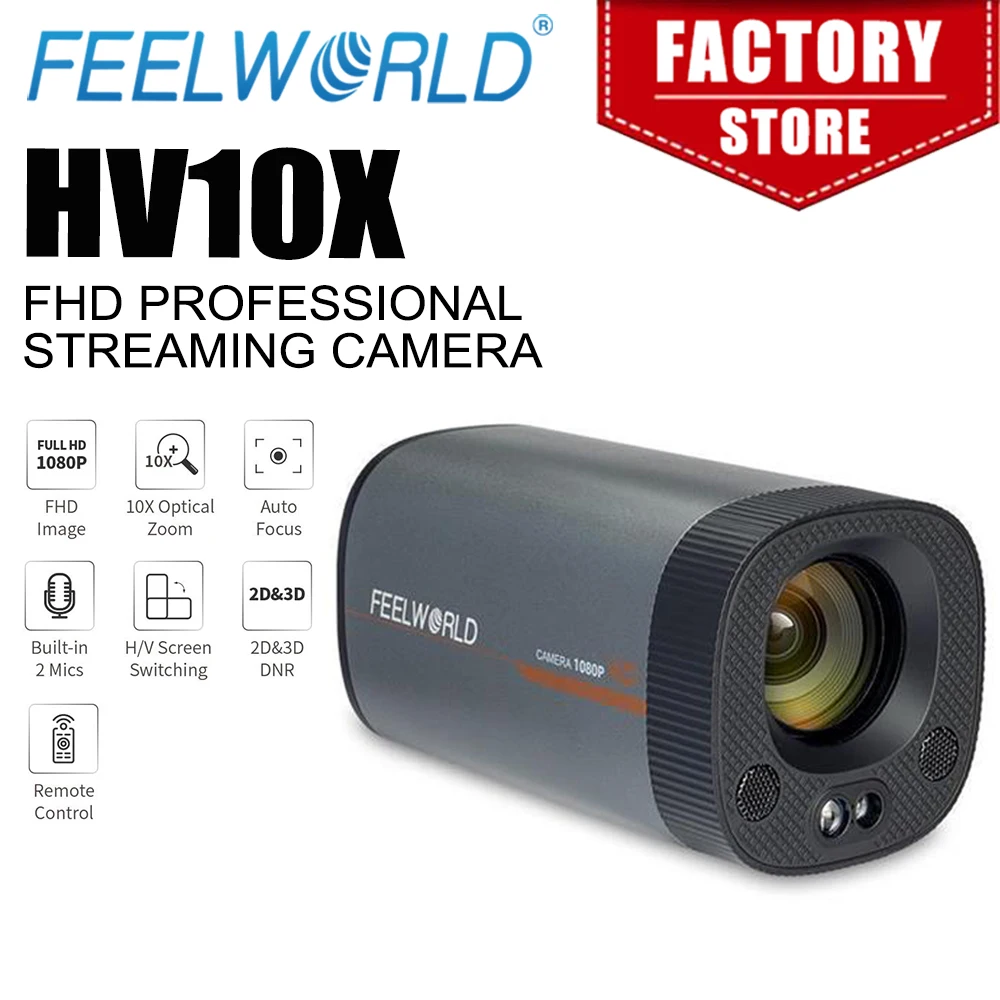 Профессиональная потоковая камера FEELWORLD HV10X Full HD 1080P60fps USB3.0 HDMI для Youtube