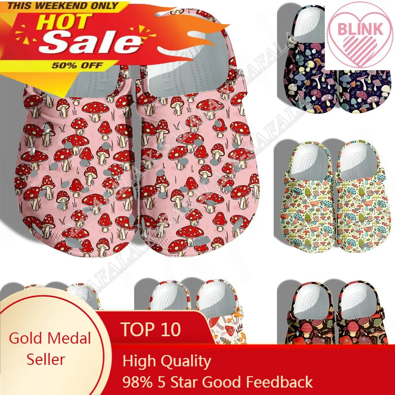 

Nature Mushroom Plant Print Men Women Classic Clogs Slippers Shoes EVA Ligtweight Sandals Summer Beach Outdoor-7