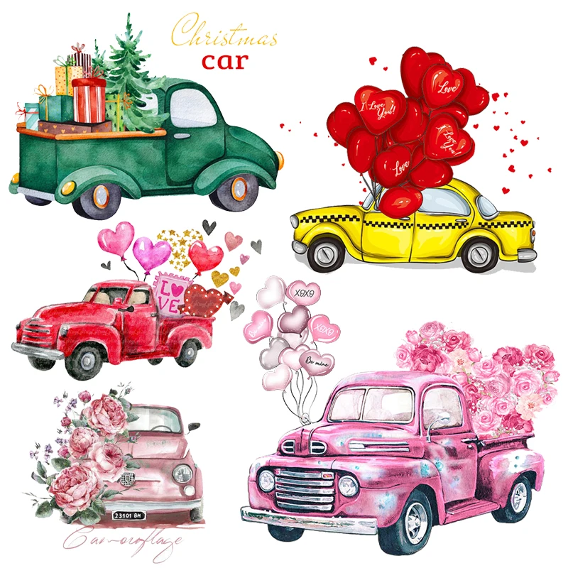 

Fashion Car Patch Thermo Sticker On Clothes Flower Patches For T-Shirt Iron On Transfer For Clothing Stripe Applique Thermal DIY