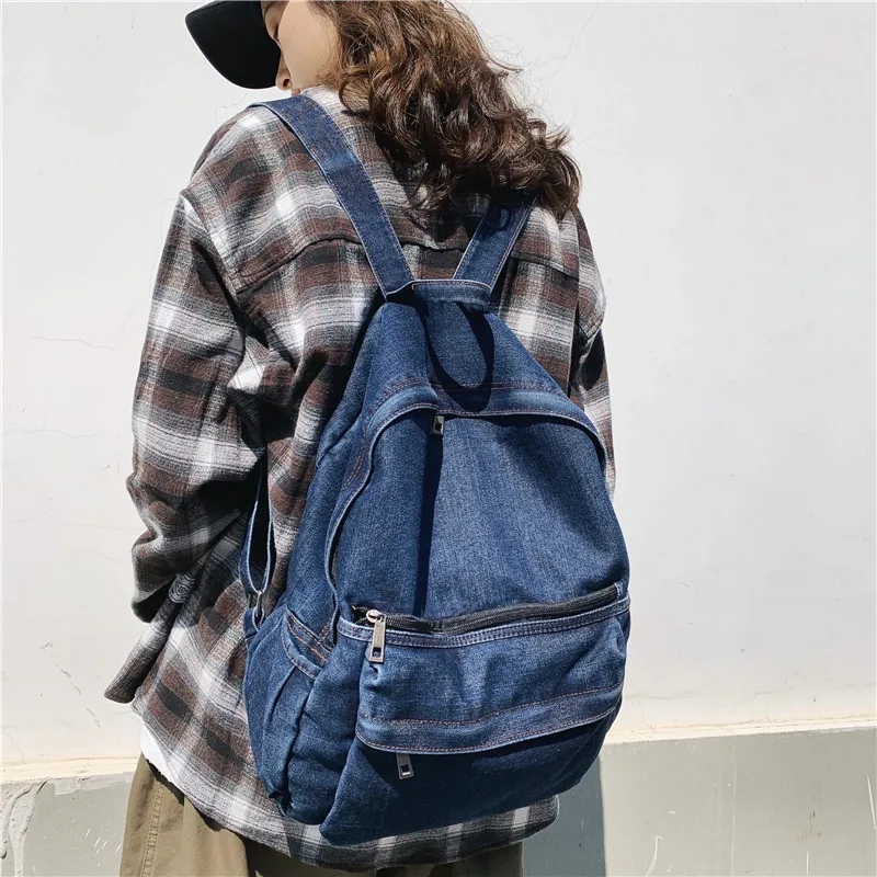 Повседневный школьный рюкзак из денима для женщин и мужчин, вместительные дорожные сумки из джинсовой ткани для девочек-подростков