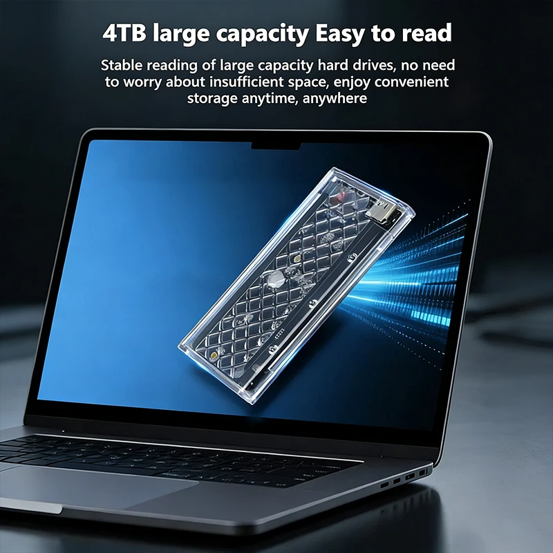 Фото KEBIDUMEI Прозрачный корпус для M.2 SATA NVMe SSD с RGB-подсветкой, 5/10 Гбит/с, USB3.2 GaN2, внешний адаптер для M.2 NVMe NGFF SSD №4