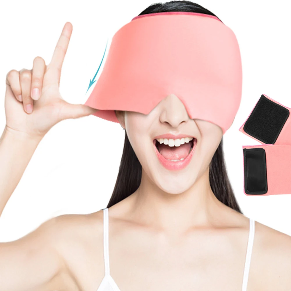 

Adjustable Hot & Cold Therapy Migraine Relief Cap Reusable Headache Wrap for Puffy Eyes Anxiety Relief Health Care Head Massager