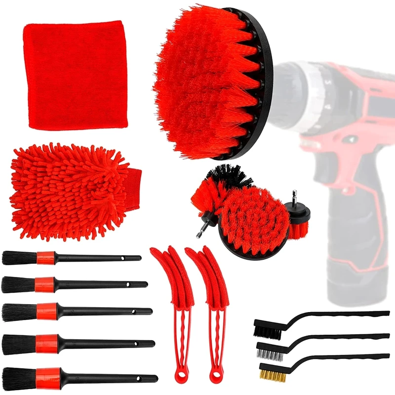 

16Pcs Vehicle Detailing Brush Electric Drill Brush Power Scrubber Cleaning Tools Car Truck Detailing Brush