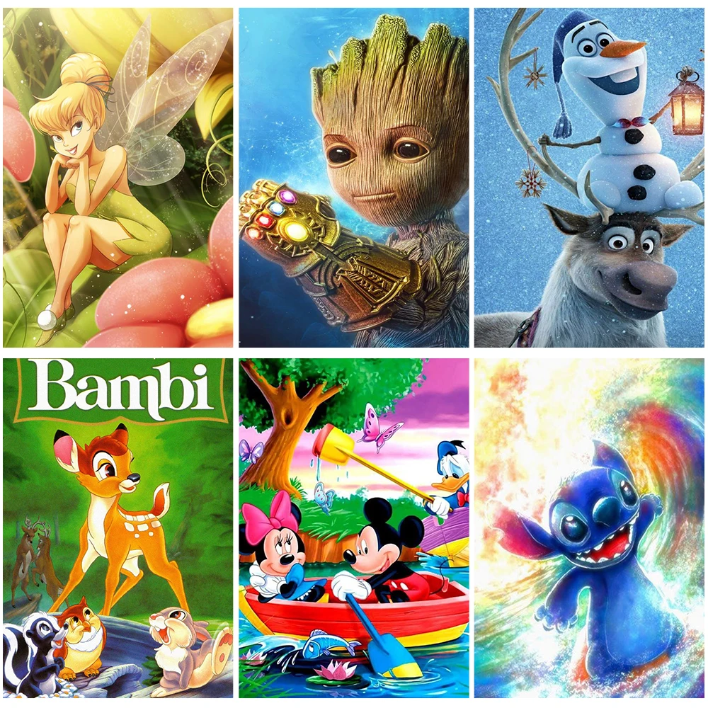

Disney 5D DIY Diamond Painting Cartoon Bambi Groot Full Drill Square Round Embroidery Mosaic Animal Handmade Home Decor Gift