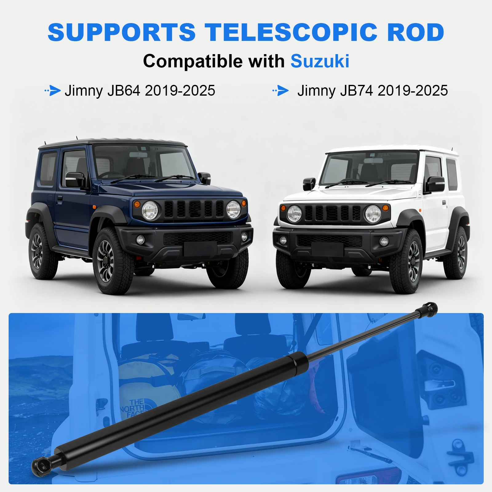 Фото Для Suzuki Jimny JB64 JB74 подъемная пружина задней двери Jimny JB74 JB64 2019-2025 телескопическая штанга с поддержкой 10-90 °   Стоп-угол №2