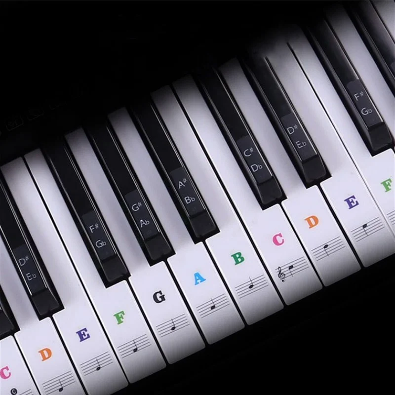 Adesivi per tastiera per pianoforte trasparenti 88/61/54/49 chiave staccabile musica decalcomania note simbolo adesivo spettro pianoforte elettronico
