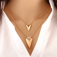 classic simple multilayer triangle metal clothes accessories sweater chain clavicle chain party jewelry exquisite gift wholesale