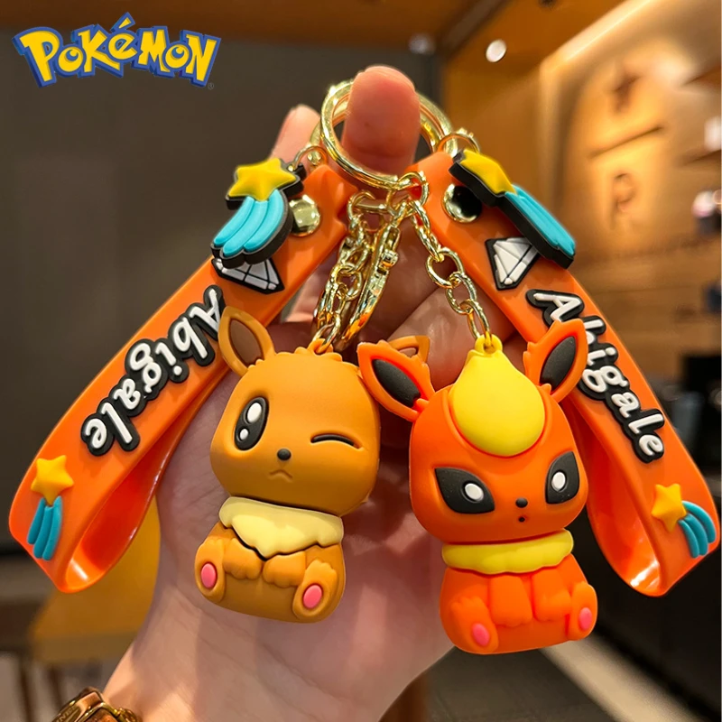 Pokemon Pikachu Eevee Series Cute Cartoon Doll Keychain Pendant Toys Sylveon Vaporeon Jolteon Espeon Creative Keyring Kids Gifts