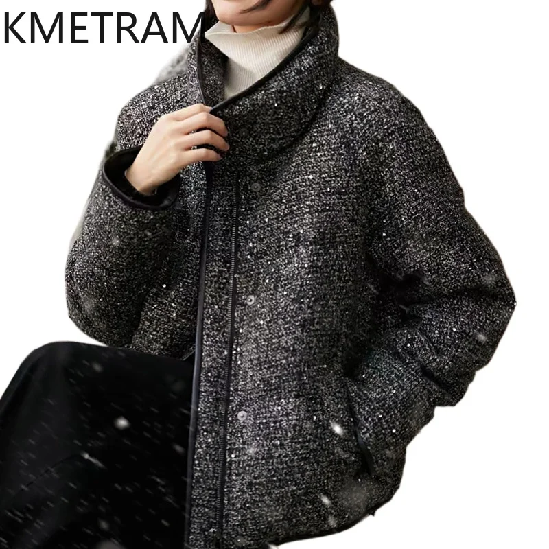 KMETRAM белый гусиный пуховик женская элегантная новая верхняя одежда Короткие