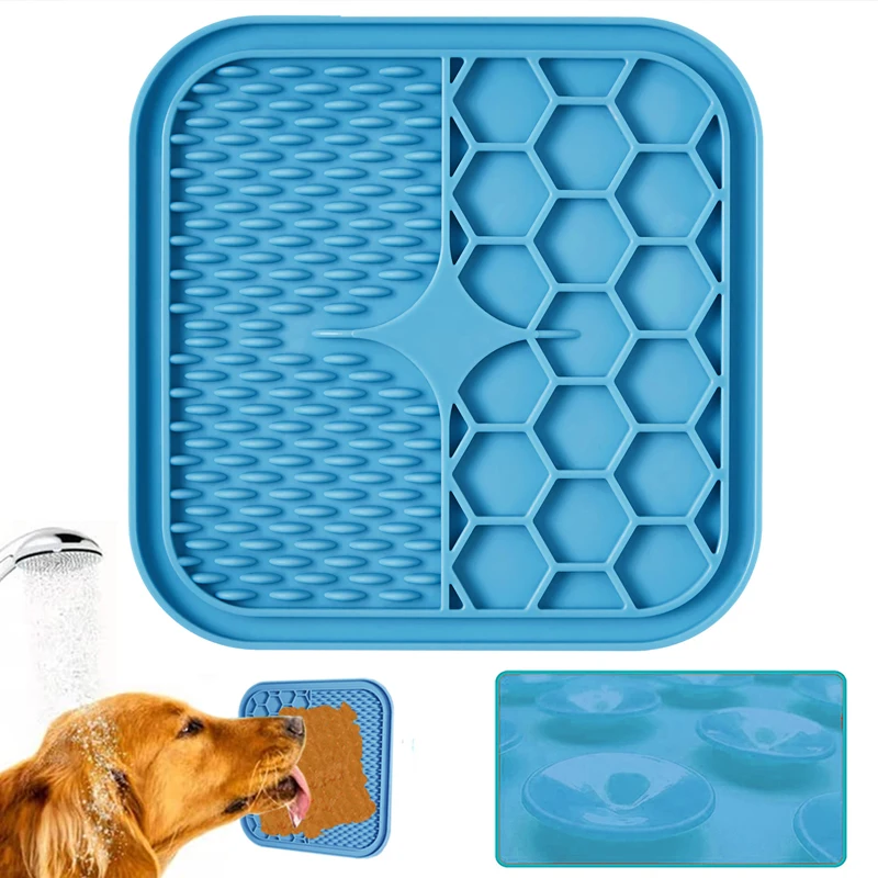 

7.8In Pet Lick Sucker Food Silicone Mat Dog Bathing Distraction Slow Food Plate Peanut Butter Slow Eating Licking Feeder Cats