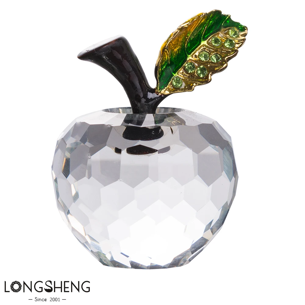 Crystal Apple Paperweight Crafts Home Room Decoration Transparent Glass Fruits Ornaments 1.57Inch 40MM Fengshui Apple Figurines