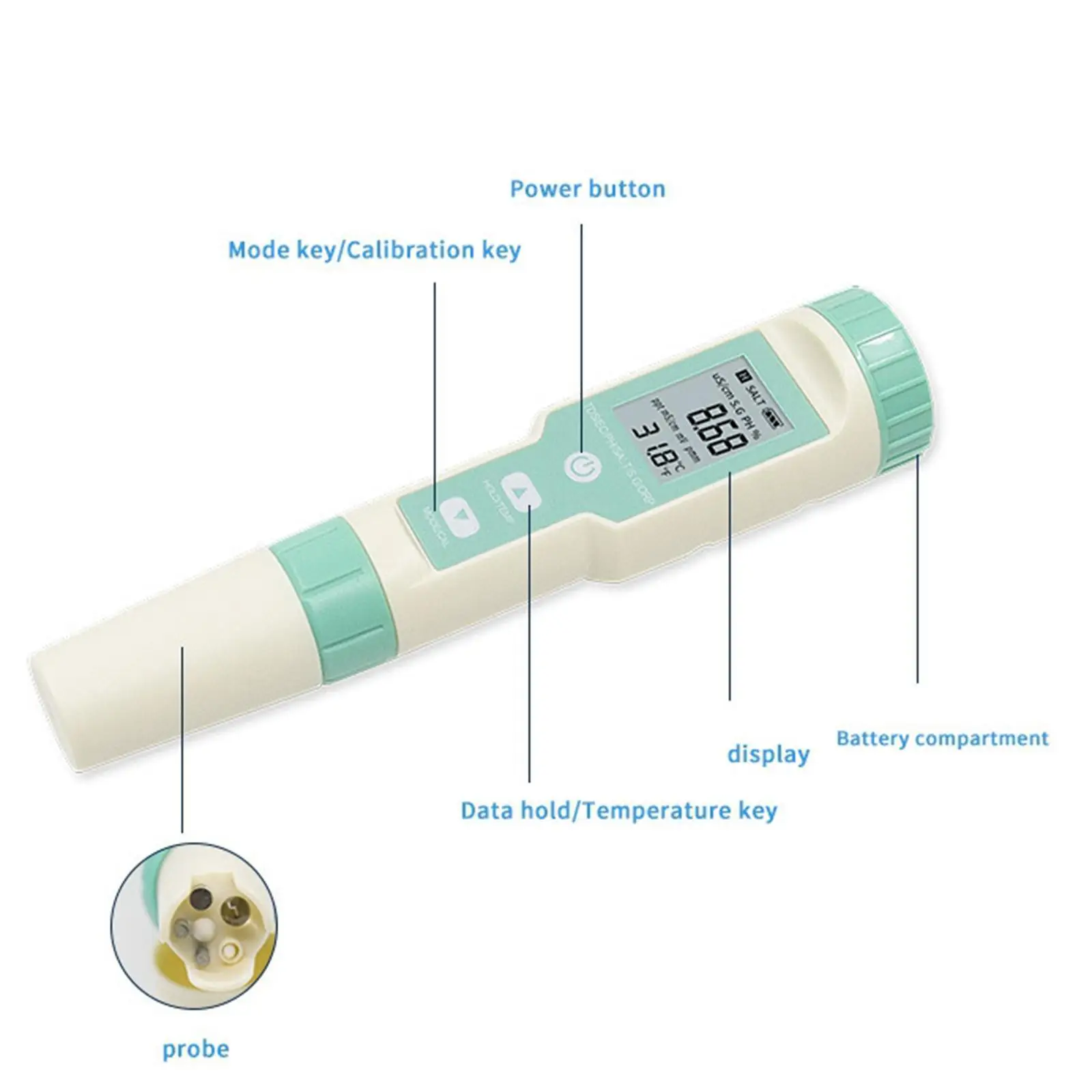 

7 in1 Water Quality Tester Waterproof pH EC TDS Temperature Meter