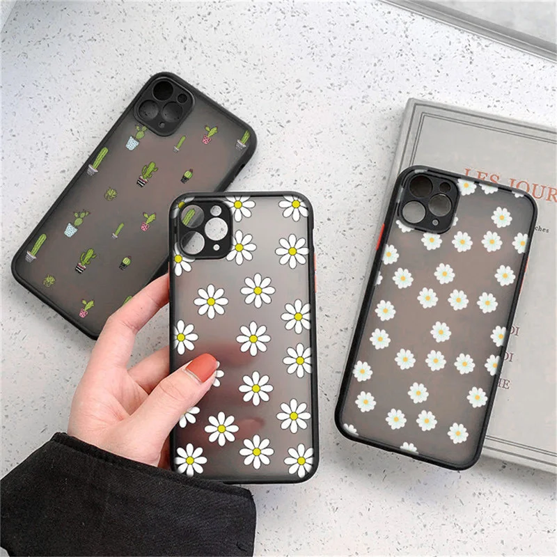 

Защитный чехол для камеры IPhone с цветочным узором, Матовый Жесткий Чехол для iPhone 13 Pro 11 12 13 Pro Max x r XS Max 7 8 plus se 2020