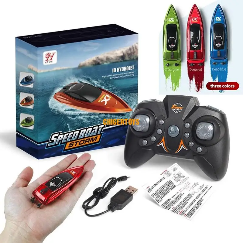 Rapid Mini RC Boat With Light 2.4G Radio Remote Controlled remote control boat High Speed Dual motor Ship Summer Water Toy Gift
