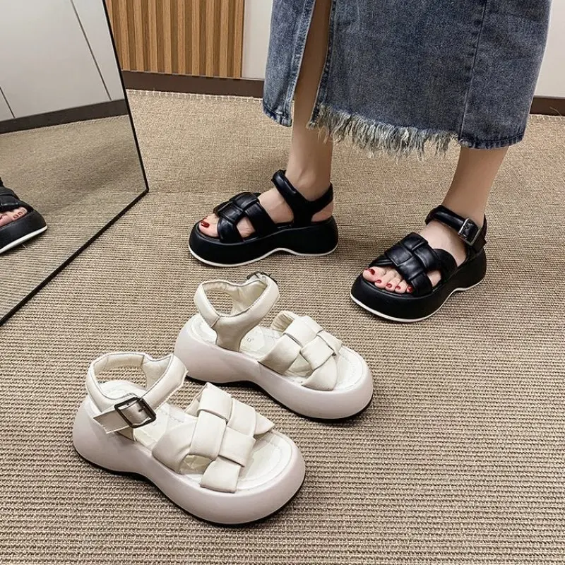 Fashion Flats Platform Sandals Women Casual Shoes 2023 New Trend Thick Dress Rome Slingback Slippers Femme Sandals Slides Summer