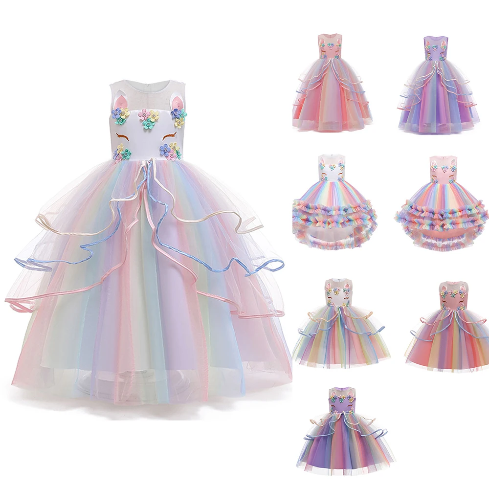 

2023, платье-пачка для маленьких девочек, Радужное бальное платье, платье для дня рождения, фотосессии, роскошное свадебное платье с оборками и цветами для девочек