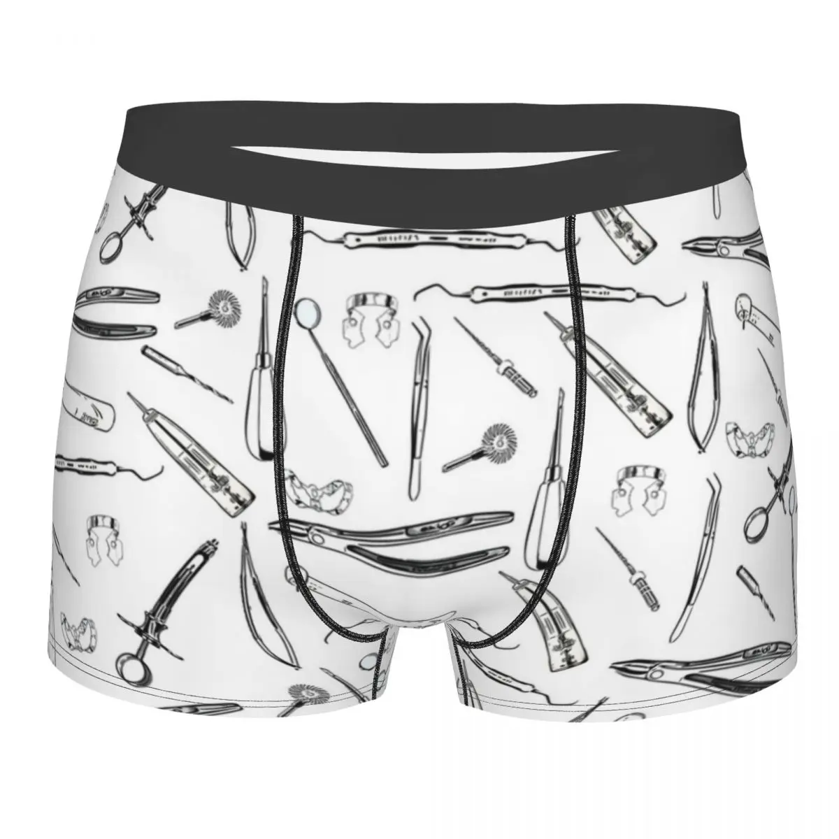 

Sexy Boxer Shorts Panties Men Teeth Dental Instruments Underwear Mid Waist Underpants for Male S-XXL